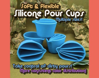 Silicone Pour Split Cups - Sectioned for multicolor pours - 1,2,3,4 & 5 chambers! For use with resin, paint, and more - Druid Dice