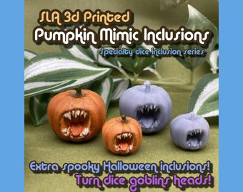 Paintable MIMIC Pumpkin Dice Inclusions! Sizes for Full Sets, d20s and Jumbos - 3D Printed Pumpkins for Fall and Halloween Dice - Druid Dice
