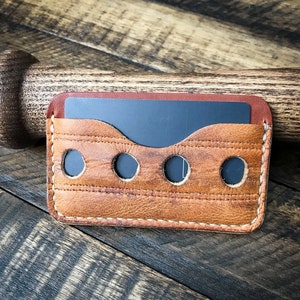Cartera de cuero de guante de béisbol, cartera de cuero minimalista