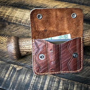 Guante de béisbol De cuero Snap Wallet, Billetera de cuero minimalista