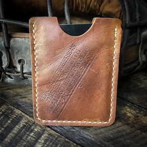 Guante de béisbol Funda de tarjeta de cuero, cartera de cuero minimalista, hecha a mano