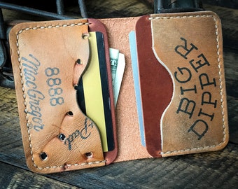 Repurposed Baseball Glove Leather Bi Fold Wallet, Minimalist Wallet, Handmade, Horween Leather