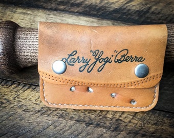 Yogi Berra Baseball Glove Leather Snap Wallet, Minimalist Leather Wallet, New York Yankees