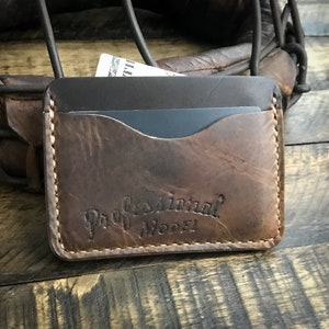 Cartera de cuero de guante de béisbol reutilizada, cartera de cuero minimalista