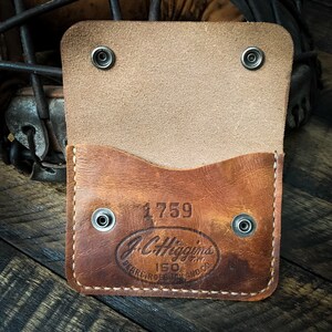 Guante de béisbol De cuero Snap Wallet, Minimalist Leather Wallet, Horween