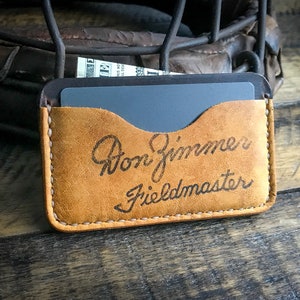 Cartera de cuero de guante de béisbol reutilizada Don Zimmer, cartera de cuero minimalista, cuero Horween
