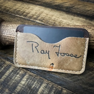 Ray Fosse Guante de béisbol Cartera de cuero, Cartera de cuero minimalista, Horween Leather
