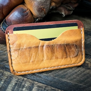 Monedero de cuero cooper 31 guante de hockey reutilizado, monedero de cuero minimalista, Horween, regalo de hockey