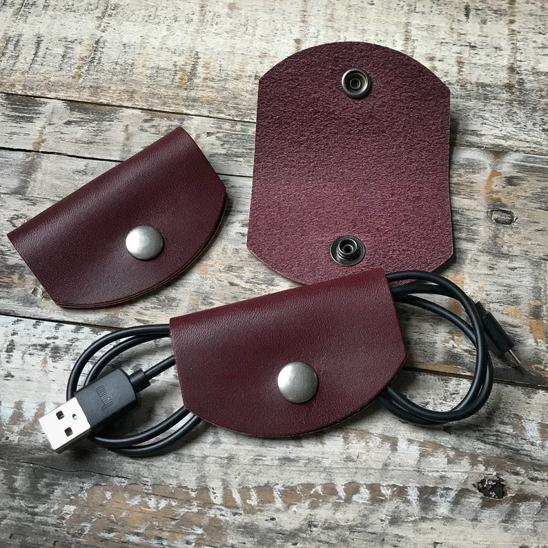 Leather Cord Keeper Cable Organizer Cord Wrap Earbud Etsy