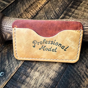 Billetera de cuero con guante de béisbol, billetera de cuero minimalista, cuero Horween