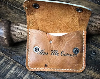 Tim McCarver Rawlings Baseball Glove Leather Snap Wallet, Minimalist Leather Wallet