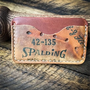 Spalding Baseball Glove Leather Wallet, Monedero de cuero minimalista