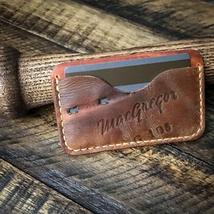 Cartera de cuero de guante de béisbol, cartera de cuero minimalista, cuero Horween
