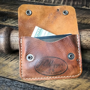 Guante de béisbol De cuero Snap Wallet, Billetera de cuero minimalista