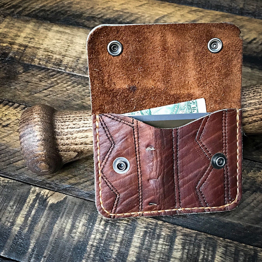 Baseball Glove Leather Snap Wallet, Minimalist Leather Wallet - Etsy