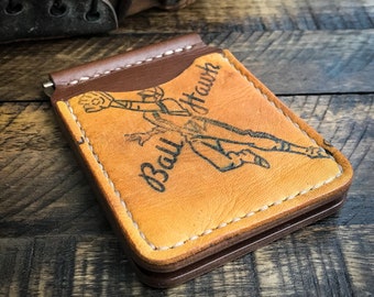 Repurposed Baseball Glove Leather Money Clip Wallet, Minimalist Wallet, Handmade, Money Clip Card Holder