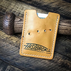 Guante de béisbol Funda de tarjeta de cuero, billetera de cuero minimalista, hecho a mano