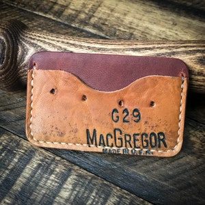 Cartera de cuero con guante de béisbol reutilizado, Cartera de cuero minimalista, Horween