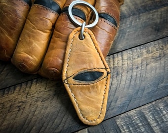 Repurposed Hockey Glove Leather Motel Key Fob, Keychain