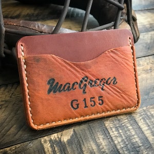 Cartera de cuero de guante de béisbol reutilizada, cartera de cuero minimalista
