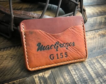 Repurposed Baseball Glove Leather Wallet: Handmade Minimalist Card Holder