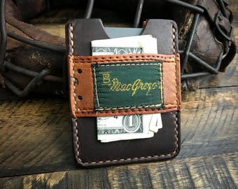 Repurposed Baseball Glove Leather Card Sleeve, Minimalist Leather Wallet, Handmade