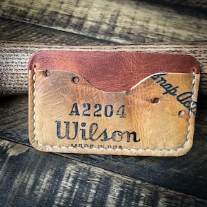 Cartera de cuero de guante de béisbol, cartera de cuero minimalista, cuero Horween