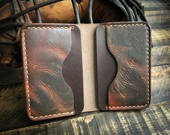 Repurposed Baseball Glove Leather Bi-Fold Wallet: Handmade Horween Dublin