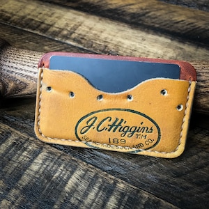 Cartera de cuero de guante de béisbol reutilizada, billetera de cuero minimalista, Horween
