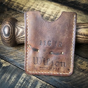 Guante de béisbol Funda de tarjeta de cuero, Billetera de cuero minimalista, Hecho a mano, Cuero Horween
