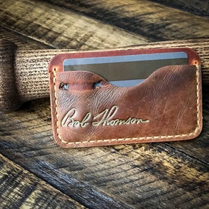 Cartera de cuero con guante de béisbol Bob "Bobby" Thomson, billetera de cuero minimalista, cuero Horween