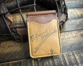 Repurposed Baseball Glove Leather Money Clip Wallet: Handmade Minimalist Card Holder
