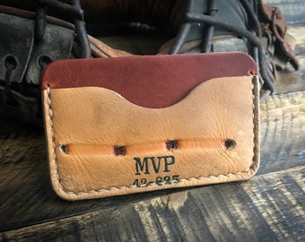 Repurposed Baseball Glove Leather Wallet: Handmade Horween Card Holder