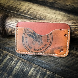 Cartera de cuero de guante de béisbol reutilizada, cartera de cuero minimalista, Horween