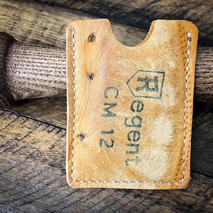 Manga de tarjeta de cuero de guante de béisbol, billetera de cuero minimalista, hecha a mano