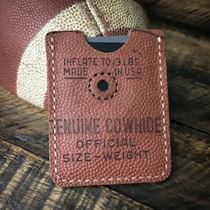 Funda de tarjeta de fútbol de cuero vintage reutilizada, billetera de cuero minimalista, hecha a mano, Horween