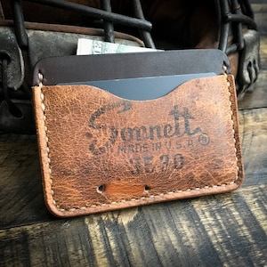 Cartera de cuero de guante de béisbol reutilizada, cartera de cuero minimalista