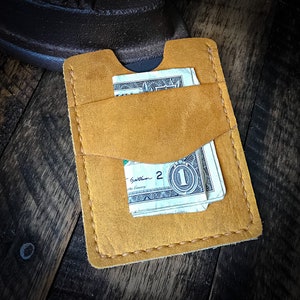 Wilson 1950's Boxing Speed Bag Leather Card Sleeve, Billetera de cuero minimalista, Hecho a mano