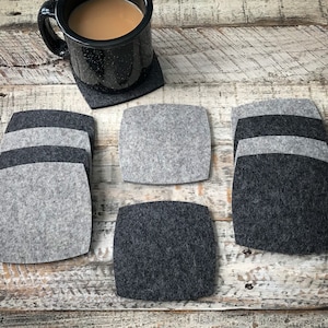 Curved Square 100% Merino Wool Felt Drink Coaster Set