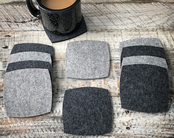 Curved Square 100% Merino Wool Felt Drink Coaster Set