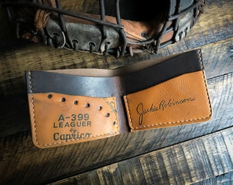 Jackie Robinson Baseball Glove Leather Wallet: Handmade Horween Bi-Fold