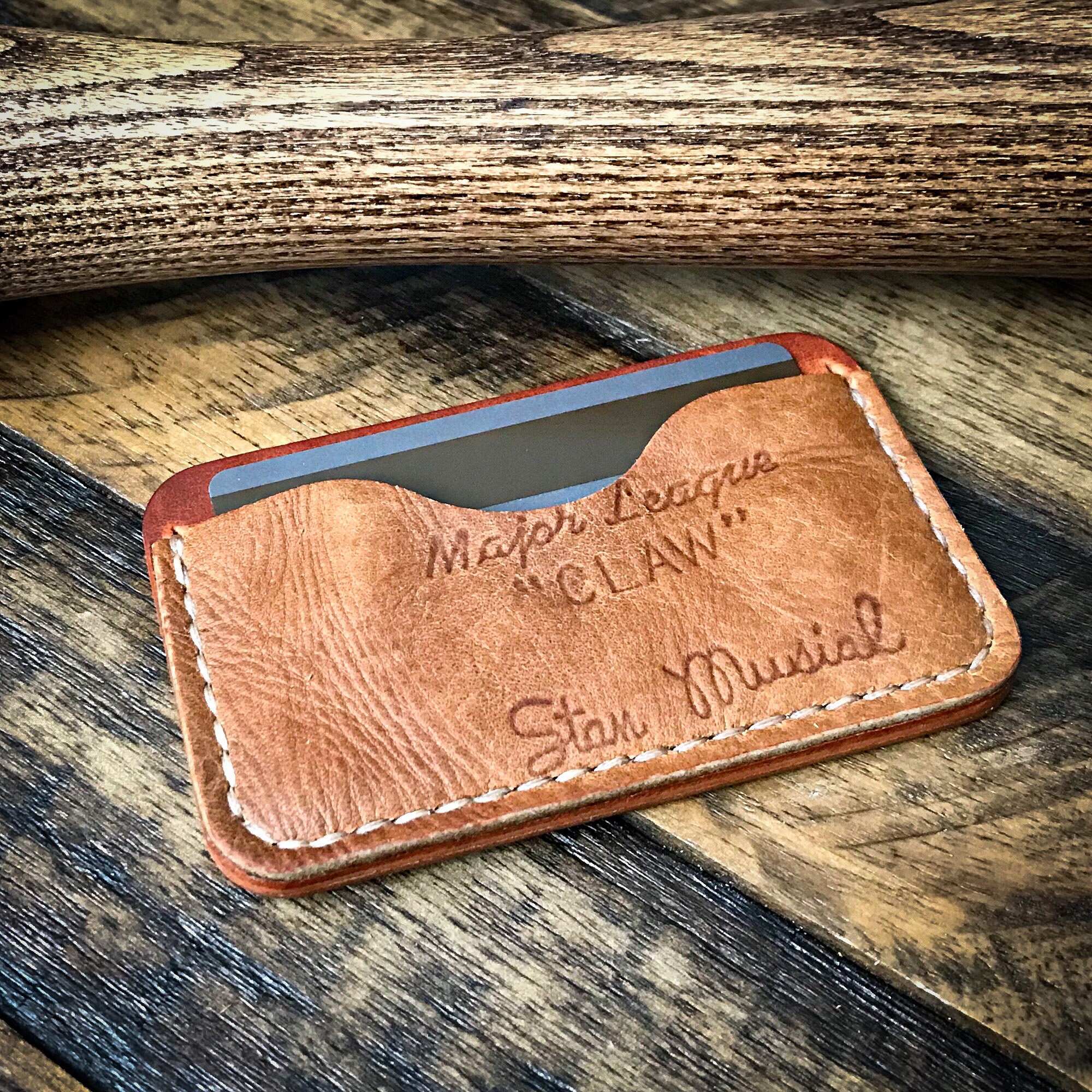 Stan Musial Baseball Glove Leather Wallet, Minimalist Leather Wallet, Horween Leather, St. Louis Cardinals