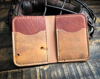 Repurposed Baseball Glove Leather Wallet: Handmade Horween Bi-Fold