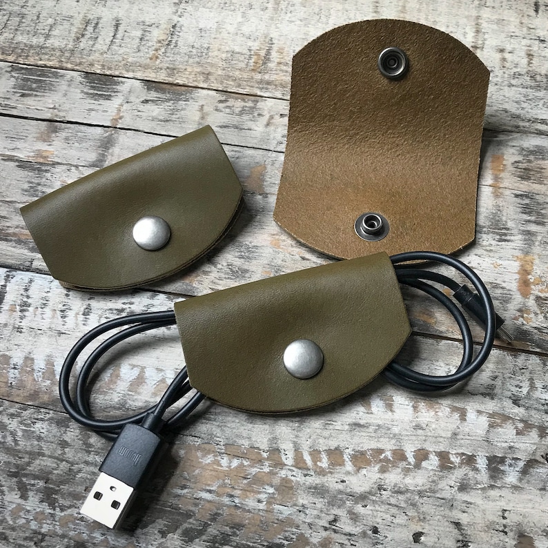 Leather Cord Keeper Cable Organizer Cord Wrap Earbud Etsy