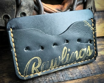 Repurposed Baseball Glove Leather Wallet: Handmade Minimalist Card Holder