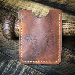 Guante de béisbol Funda de tarjeta de cuero, billetera de cuero minimalista, hecho a mano