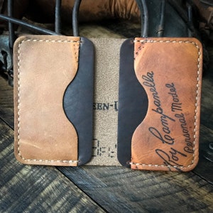 Roy Campanella Guante de béisbol reutilizado Bi Fold Wallet, Billetera minimalista, Hecho a mano, Cuero Horween, Brooklyn Dodgers