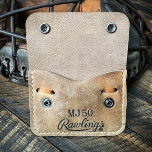 Guante de béisbol De cuero Snap Wallet, Minimalist Leather Wallet, Horween