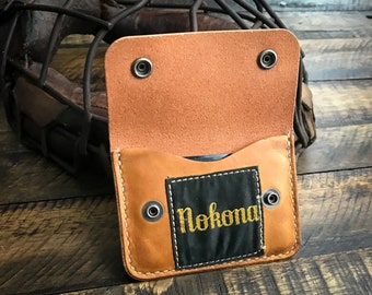 Nokona Baseball Glove Leather Snap Wallet: Repurposed Minimalist Card Holder