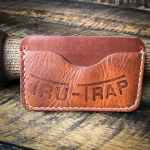 Monedero de cuero de guante de béisbol, billetera de cuero minimalista, horween cuero
